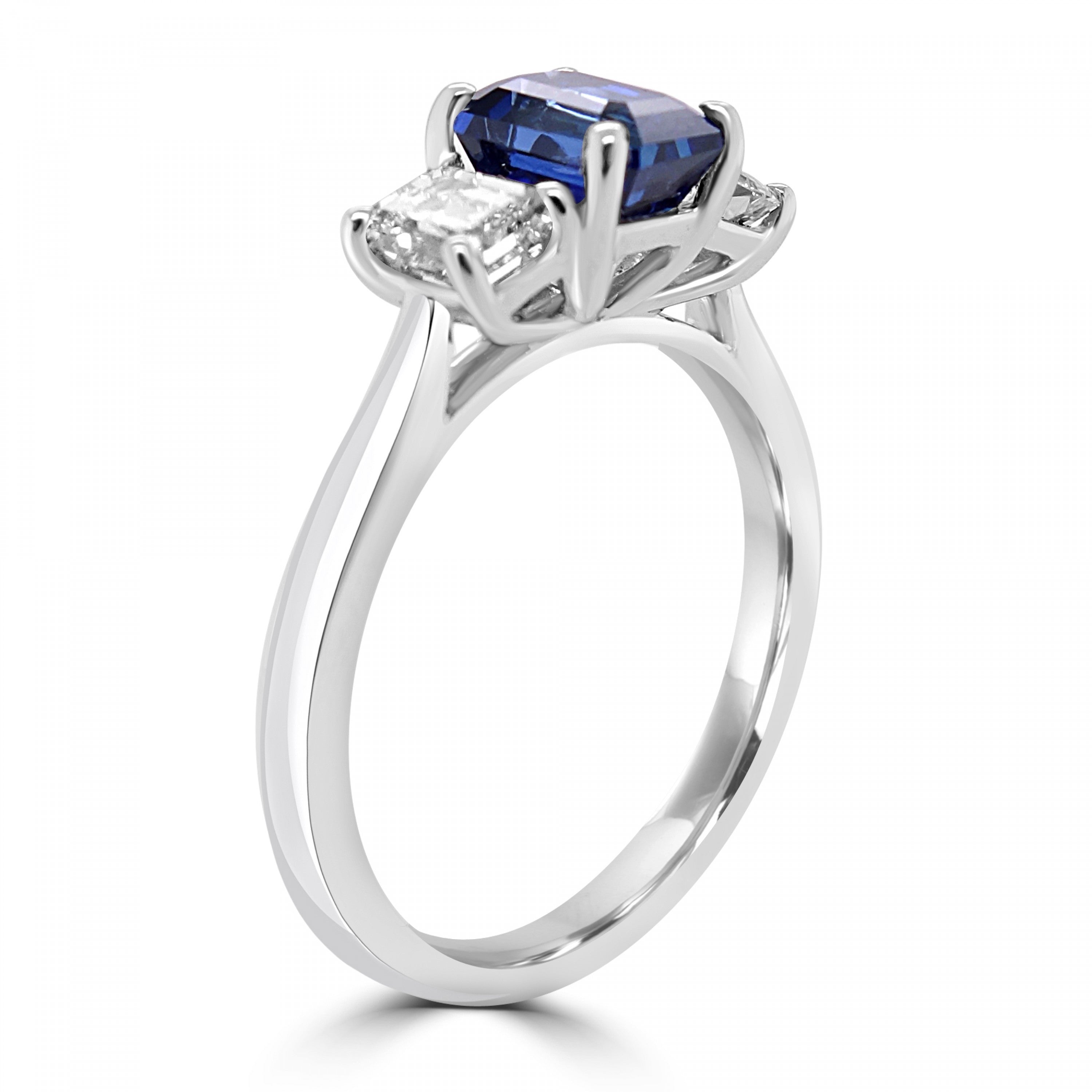 SAPPHIRE AND DIAMOND TRILOGY  ENGAGEMENT RING