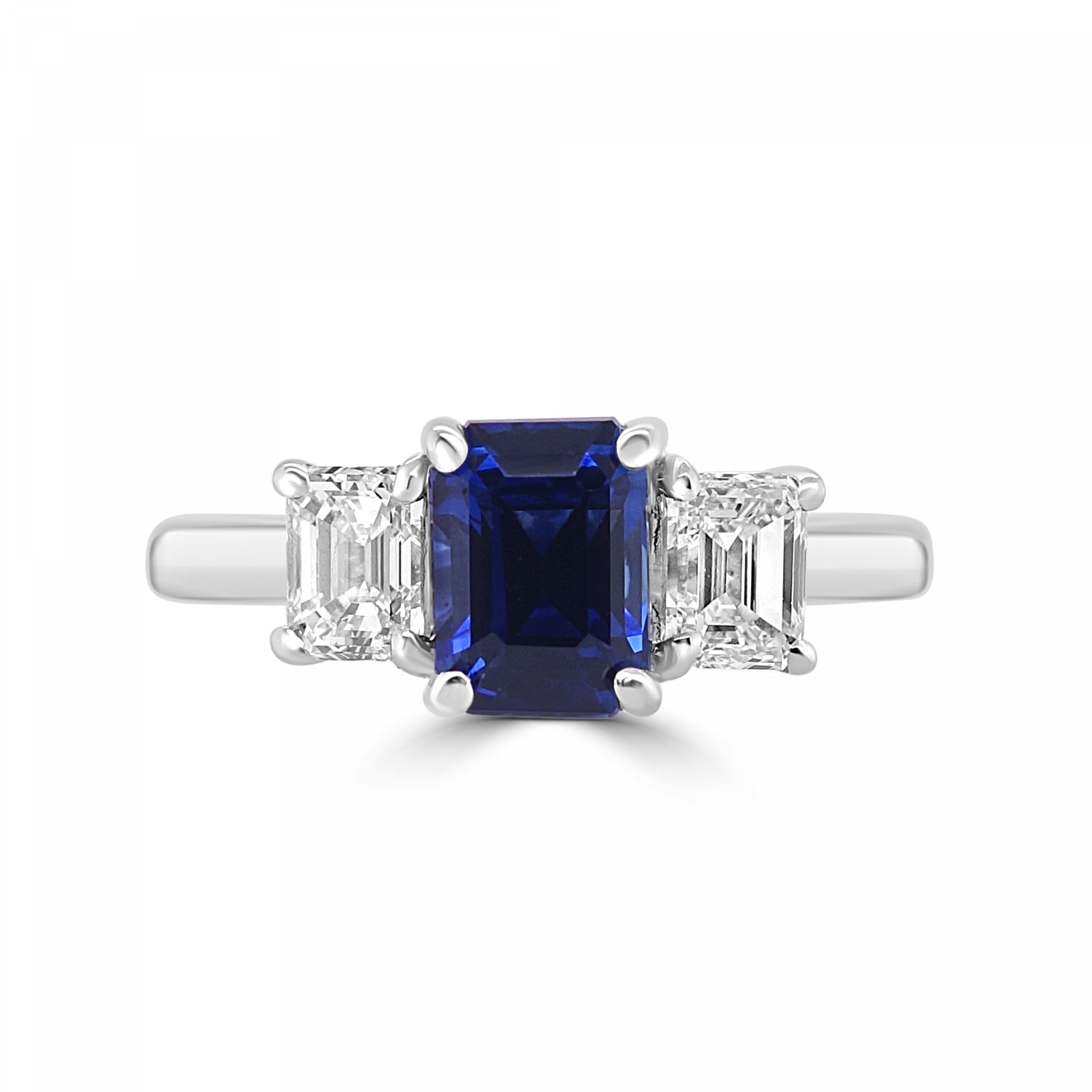 SAPPHIRE AND DIAMOND TRILOGY  ENGAGEMENT RING