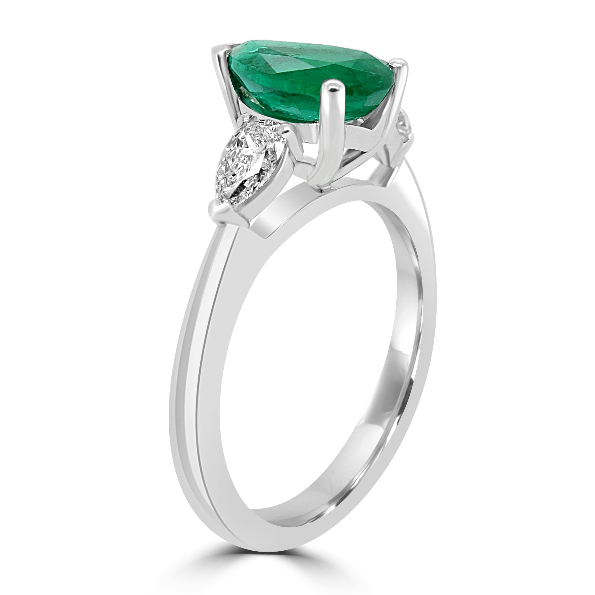 Platinum Pear Cut Emerald Engagement Ring Fogal and Barnes Harrogate 