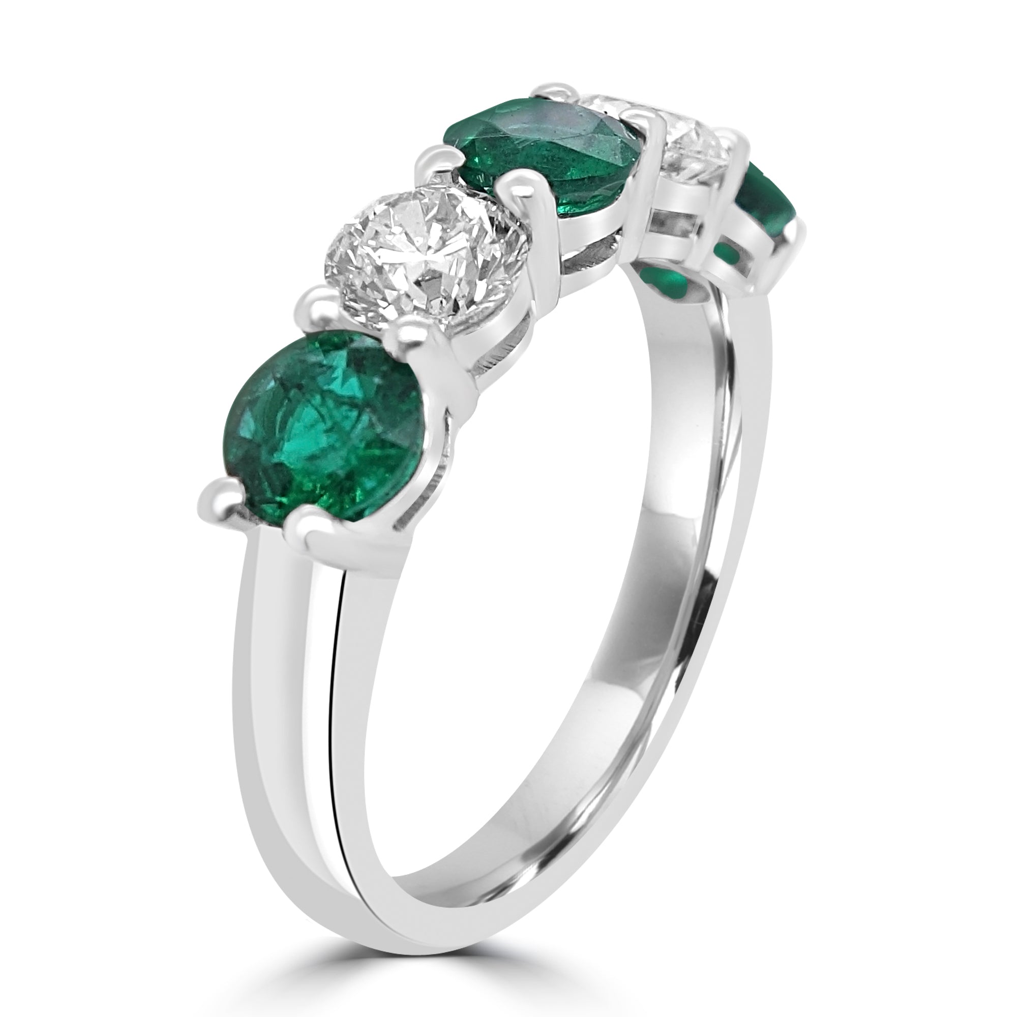 DIAMOND AND EMERALD FIVE STONE ETERNITY RING