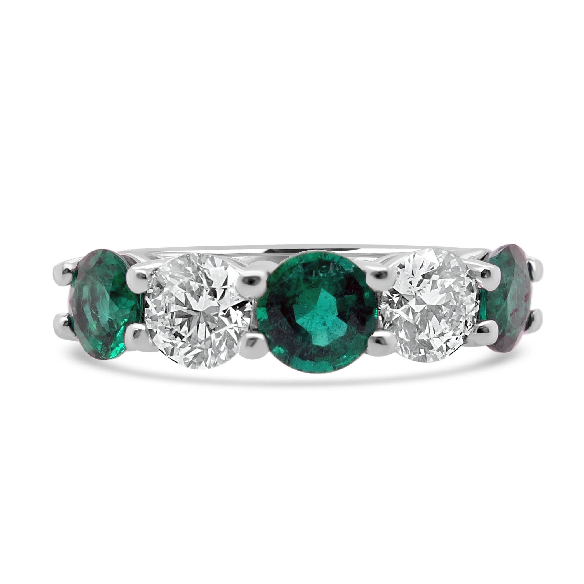 DIAMOND AND EMERALD FIVE STONE ETERNITY RING