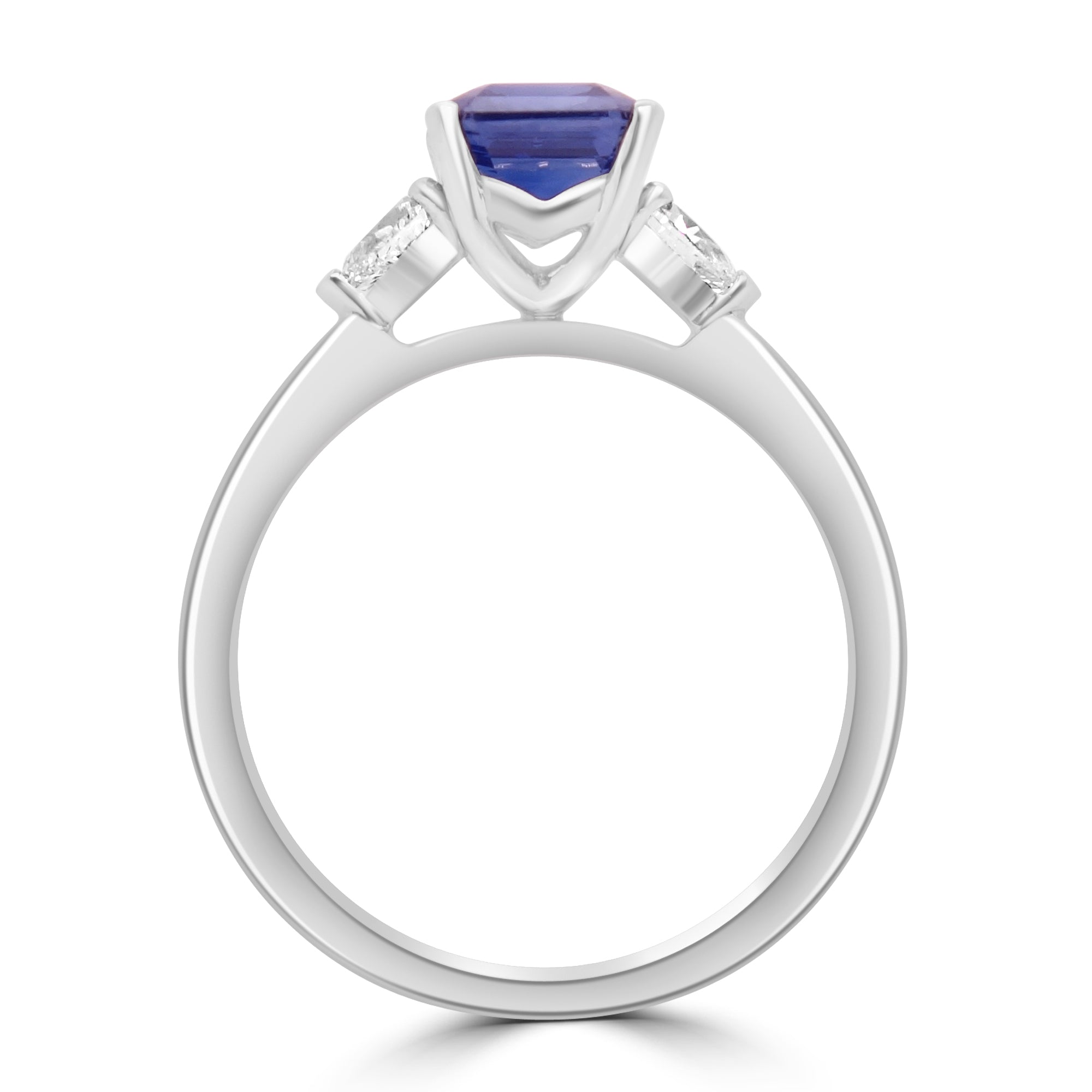 Blue Sapphire Platinum Trilogy Engagement Ring Fogal and Barnes Harrogate 