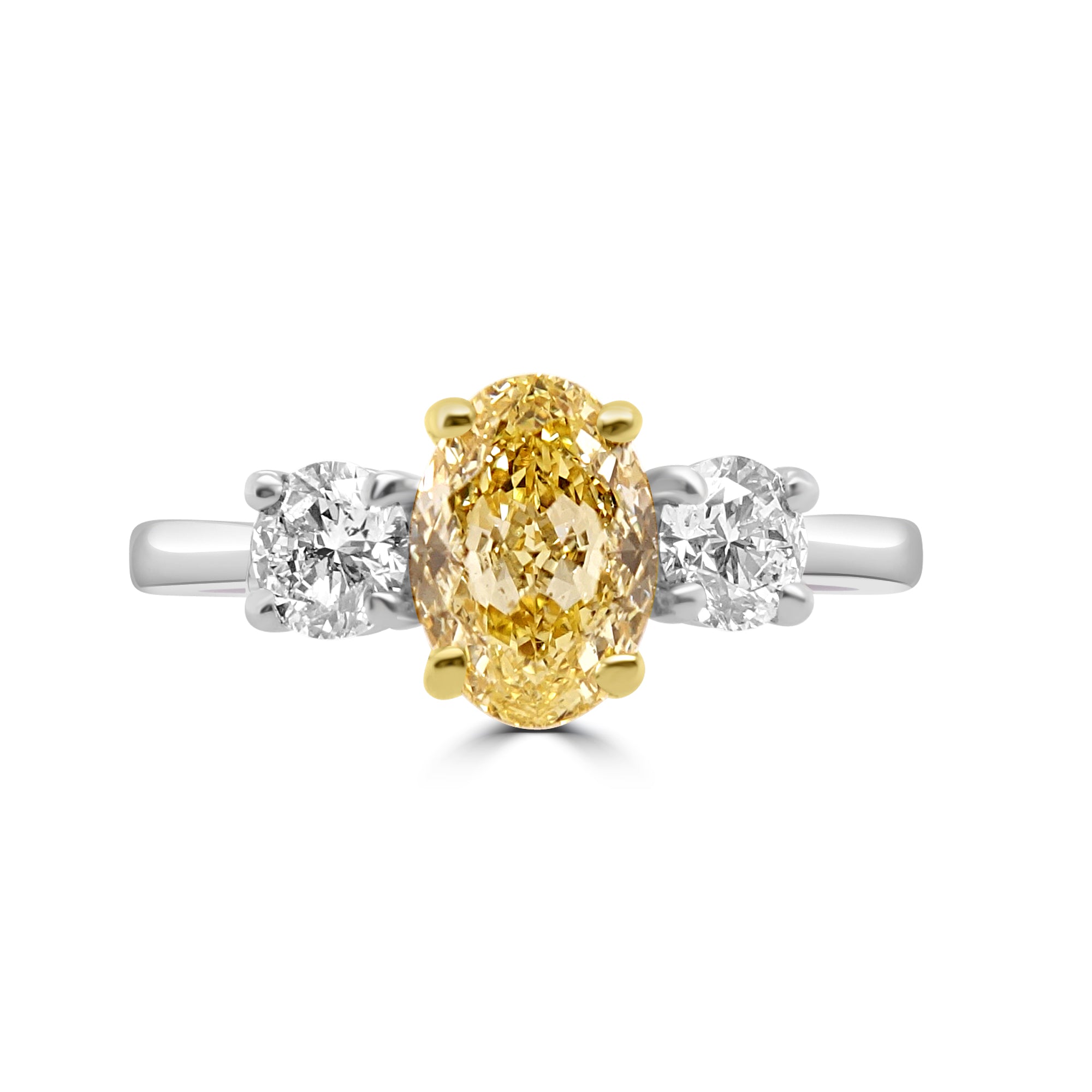 FANCY YELLOW DIAMOND TRILOGY ENGAGEMENT RING