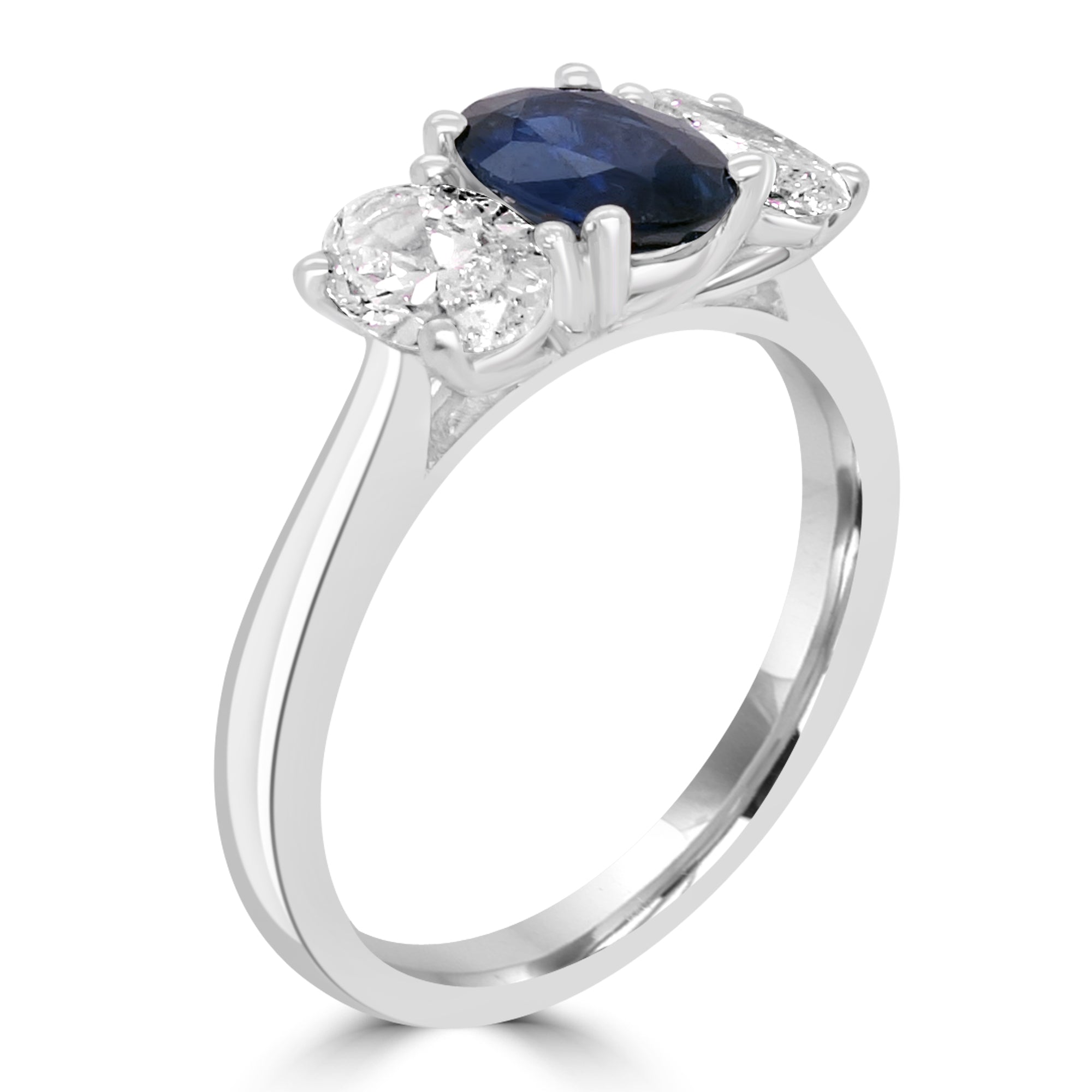 Fogal and Barnes Sapphire oval trilogy Diamond Engagement Ring Gemstones Platinum Harrogate 