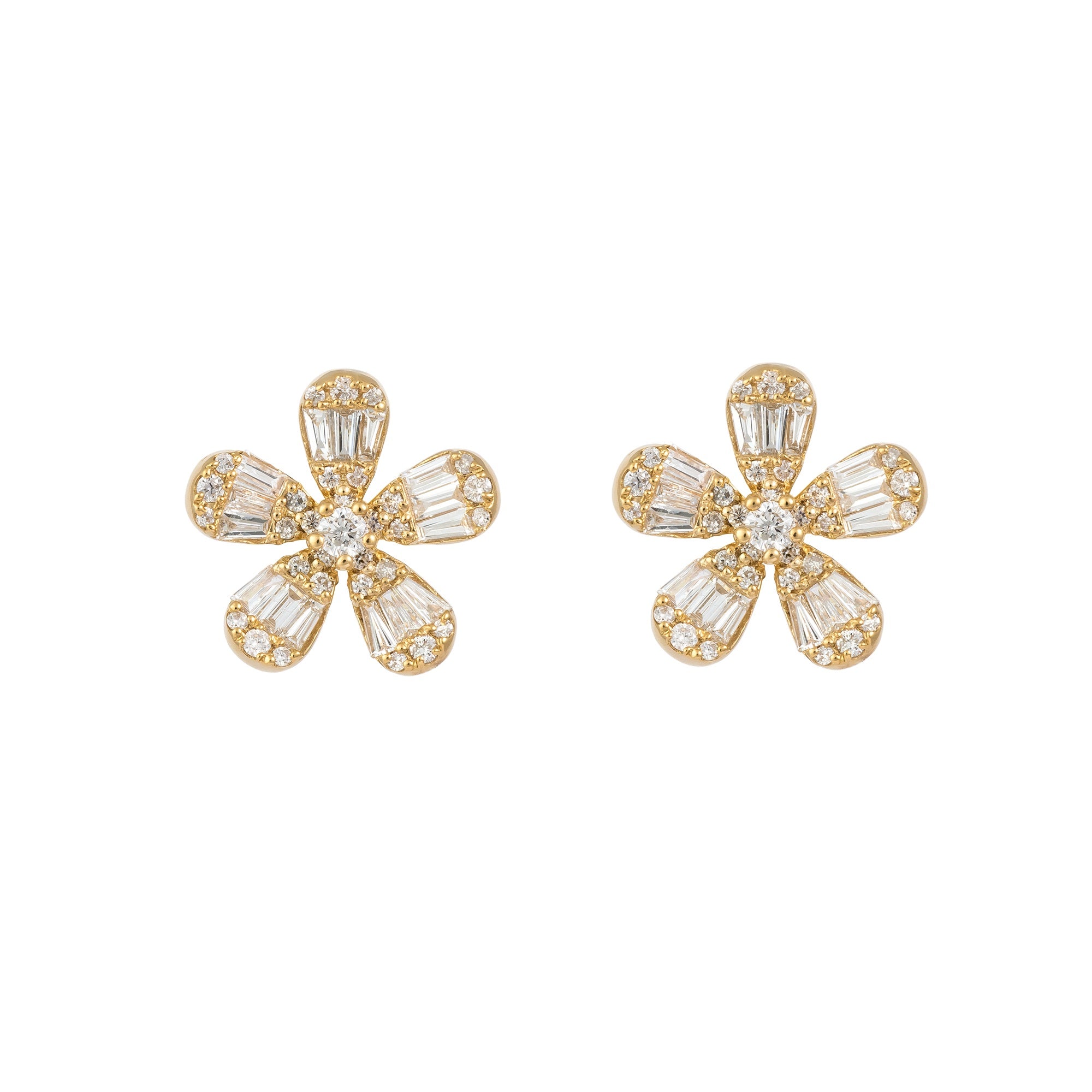 18K GOLD DIAMOND FLOWER EARRINGS