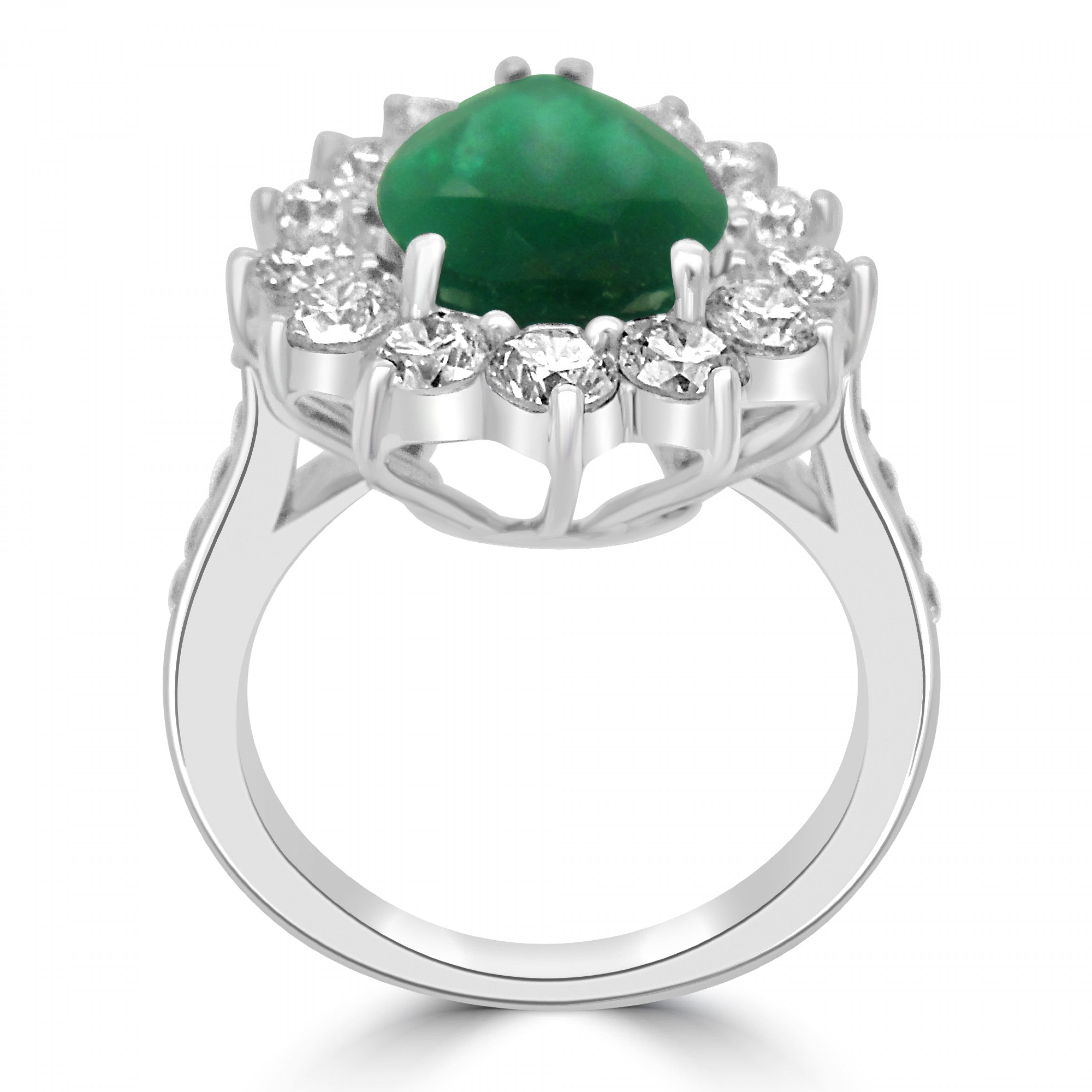 PEAR CUT EMERALD AND DIAMOND CLUSTER ENGAGEMENT  RING