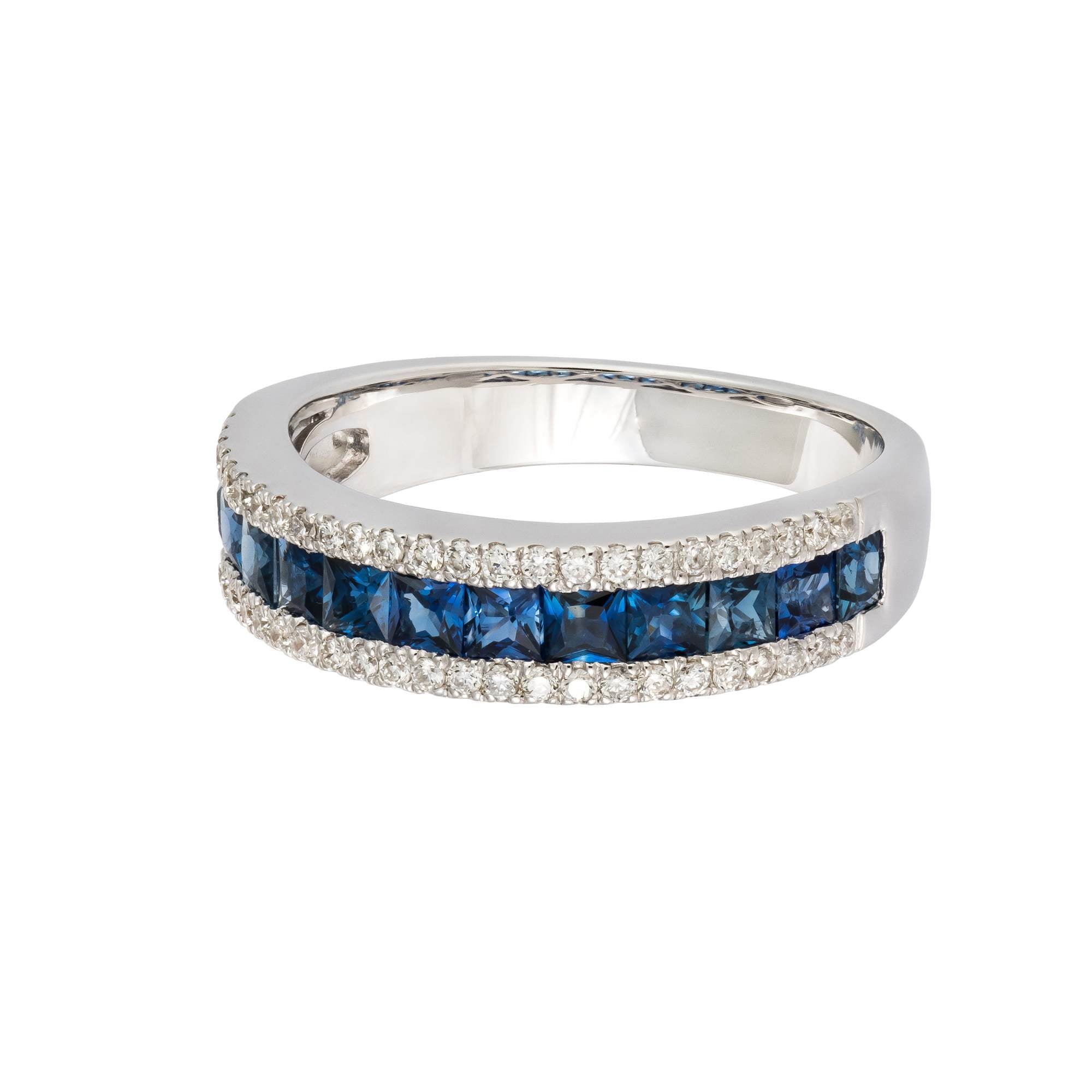 SAPPHIRE AND DIAMOND HALF SET ETERNITY RING