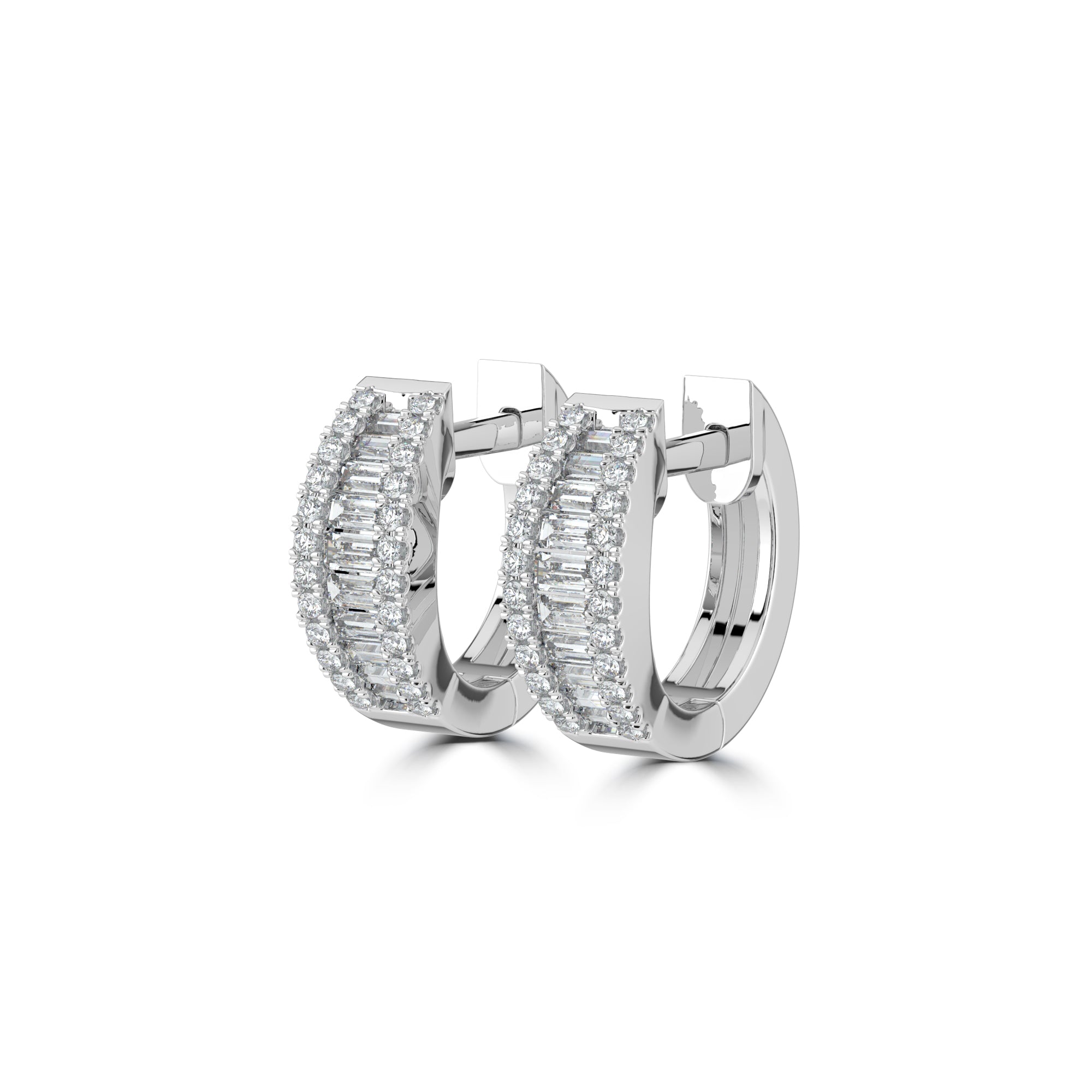 18K GOLD GRADUATED DIAMOND HOOP EARRINGS