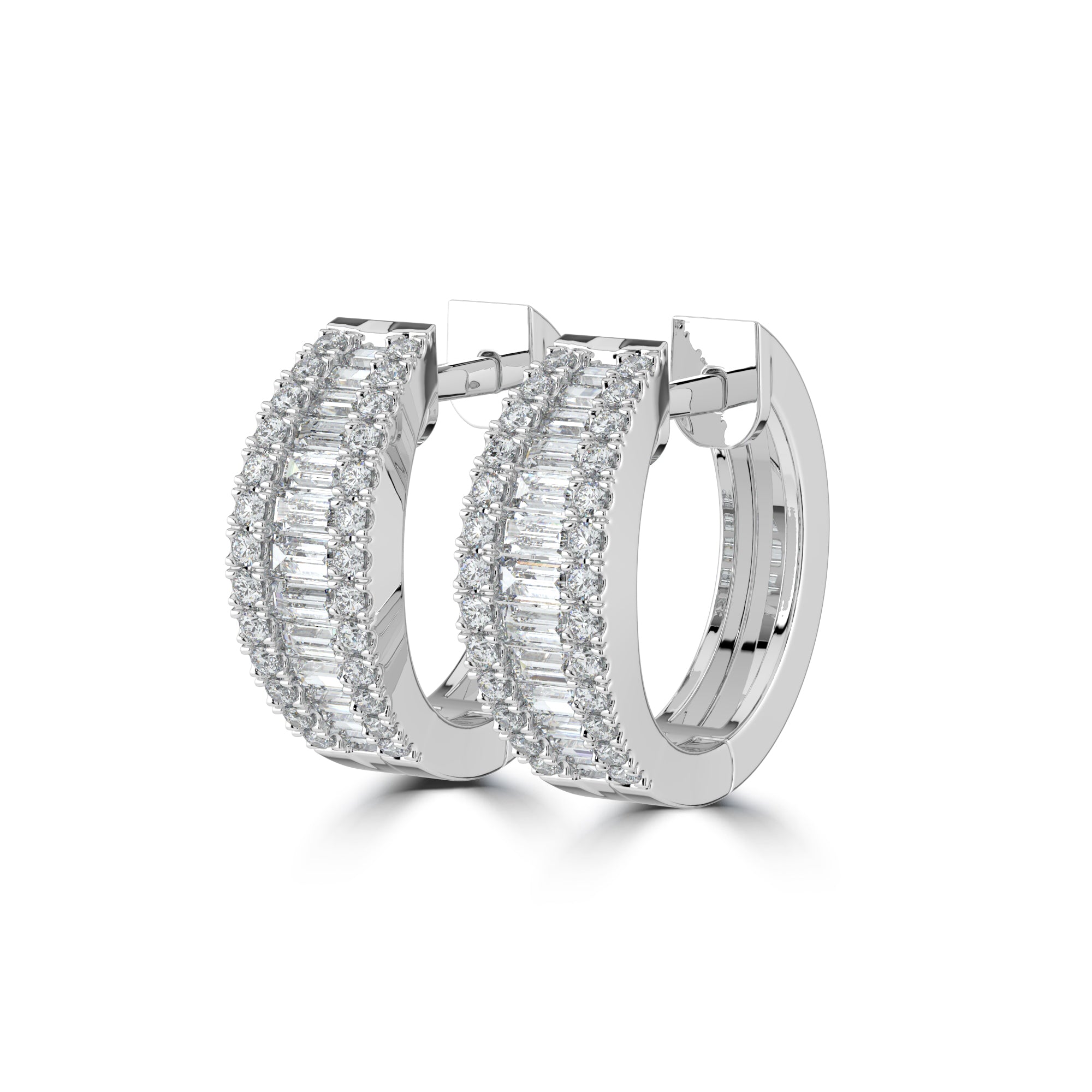 18K GOLD GRADUATED DIAMOND HOOP EARRINGS