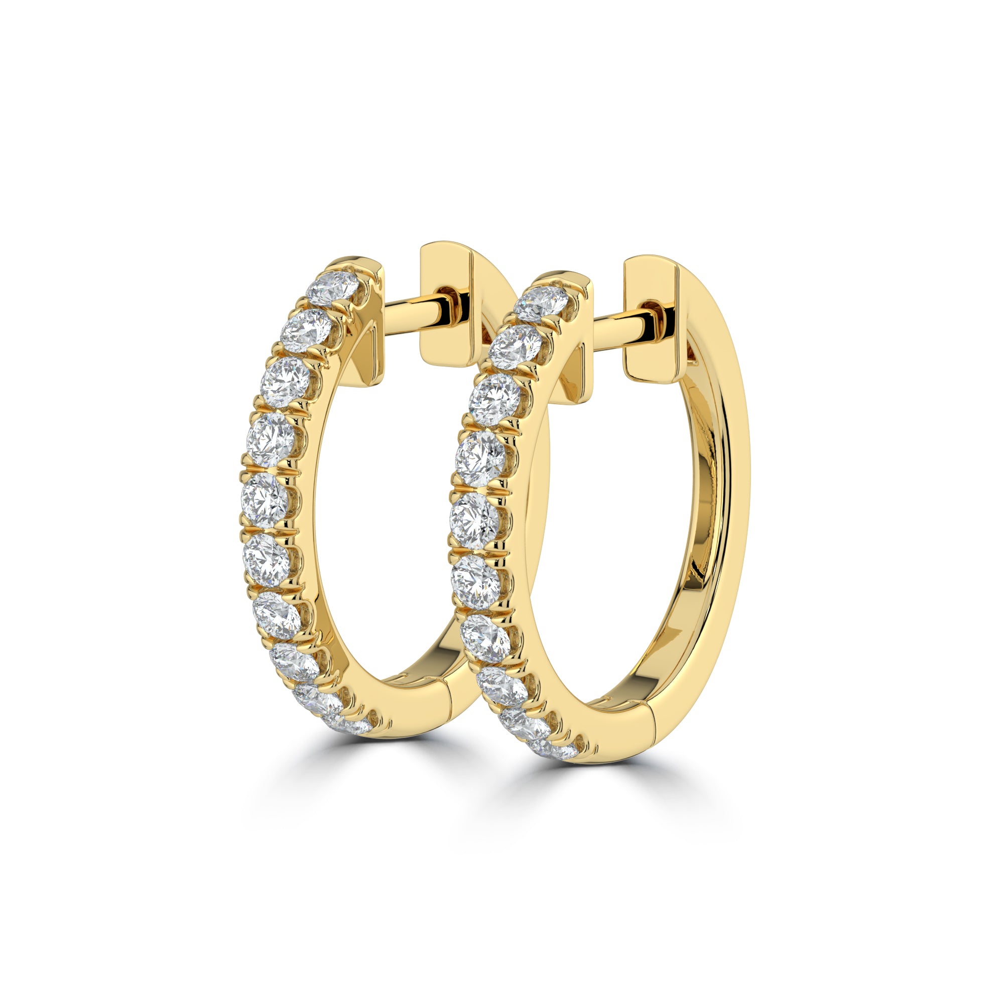 18K GOLD 16MM DIAMOND HOOP EARRINGS