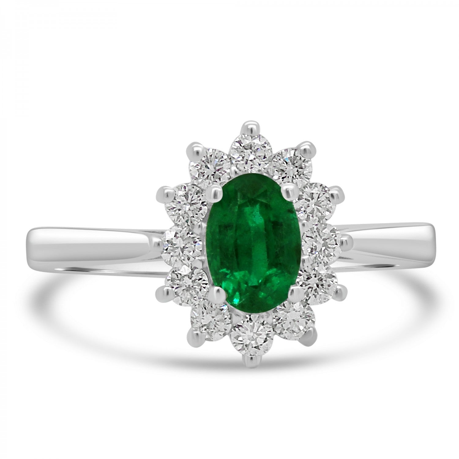 OVAL EMERALD CLUSTER ENGAGEMENT RING