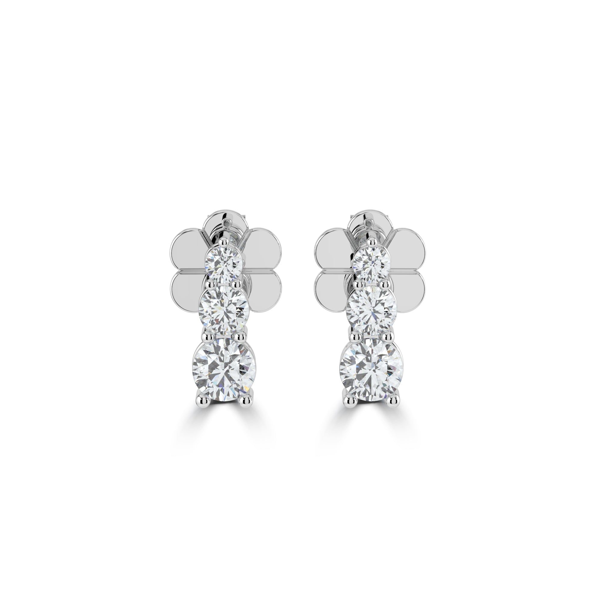 18K WHITE GOLD GRADUATED DIAMOND DROP EARRINGS