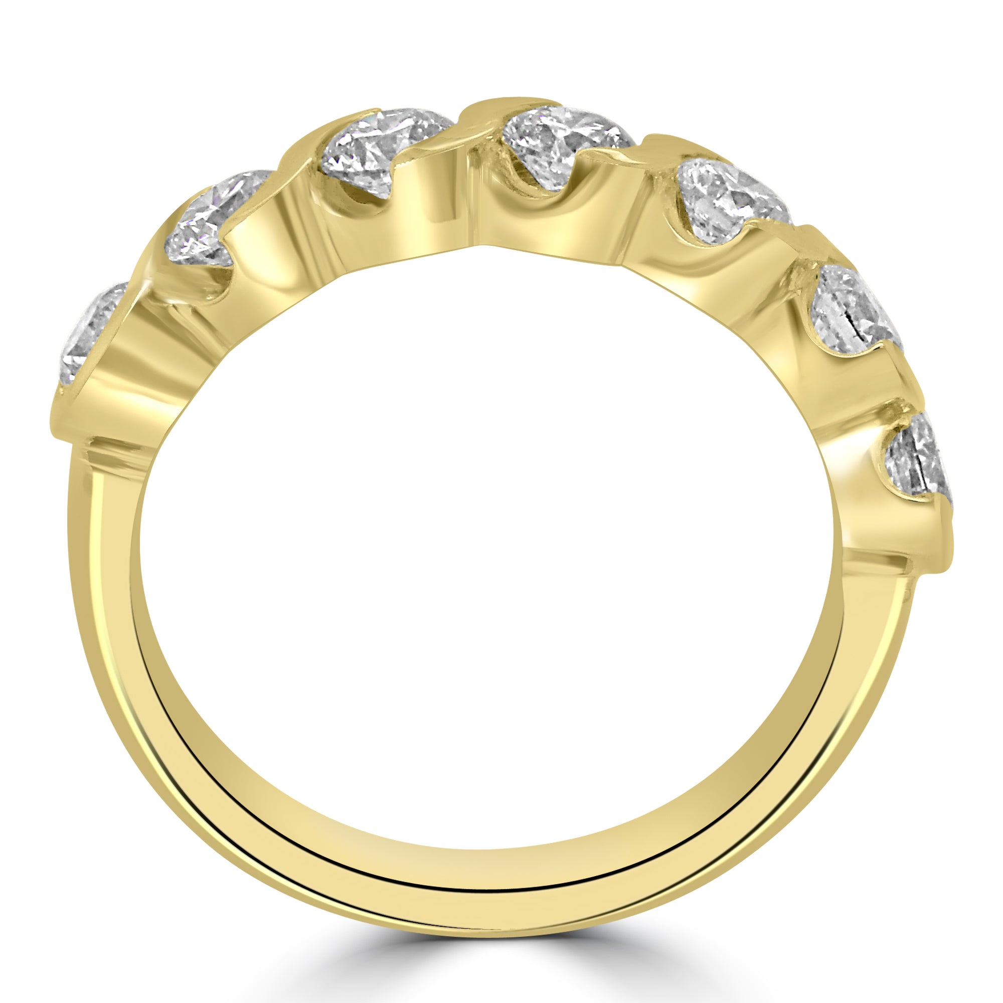 18K YELLOW GOLD DIAMOND WAVE ETERNITY RING