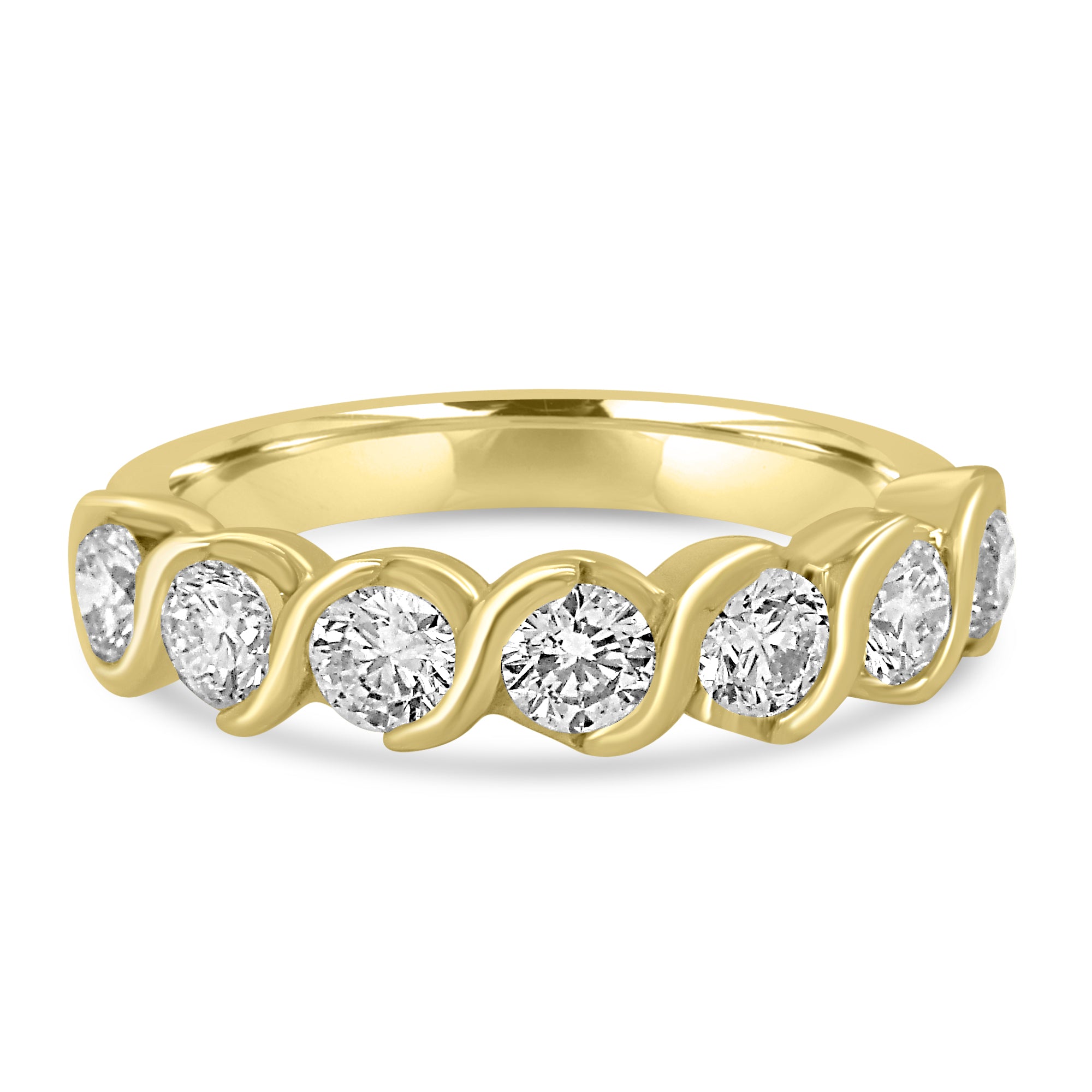 18K YELLOW GOLD DIAMOND WAVE ETERNITY RING