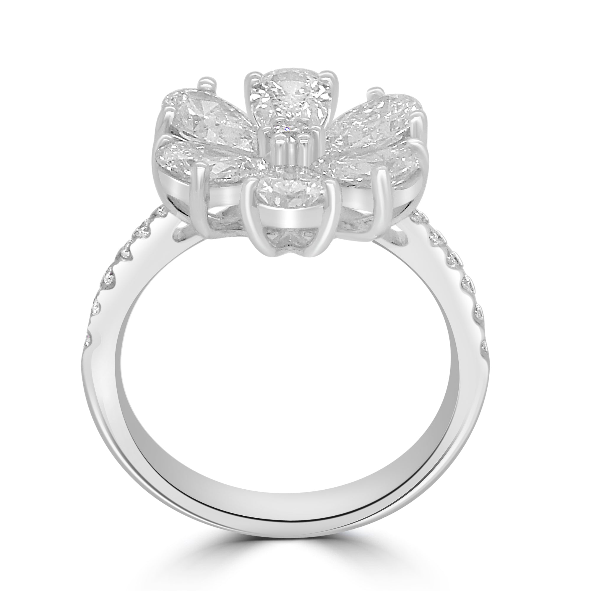 PEAR CUT DIAMOND FLOWER DESIGN RING