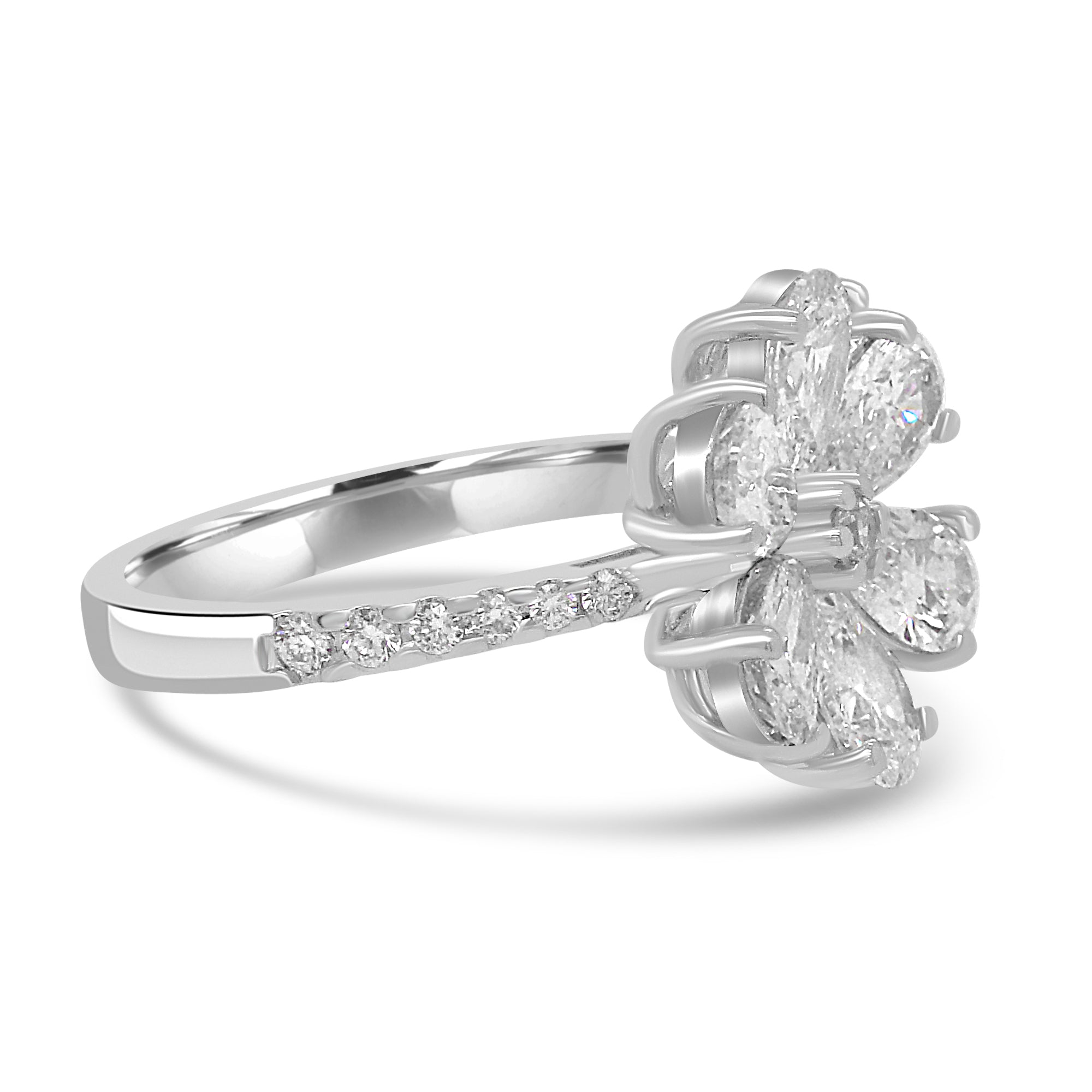 PEAR CUT DIAMOND FLOWER DESIGN RING