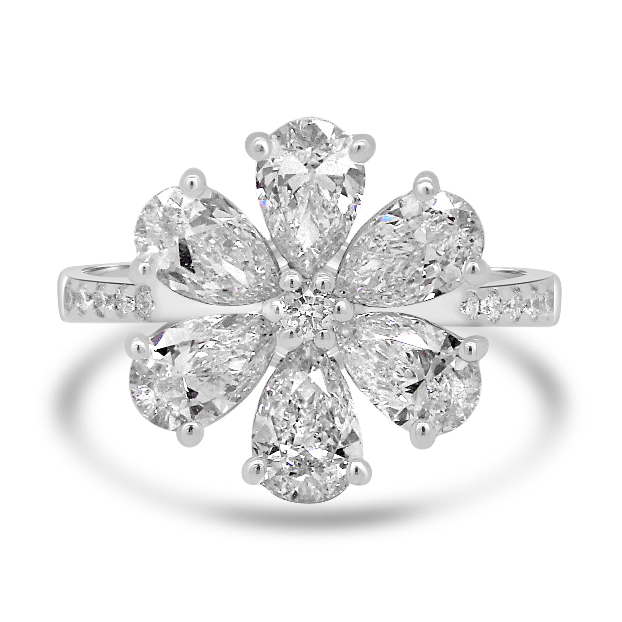 PEAR CUT DIAMOND FLOWER DESIGN RING