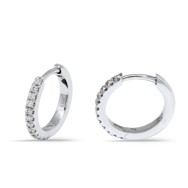 18K GOLD 10MM DIAMOND HOOP EARRINGS