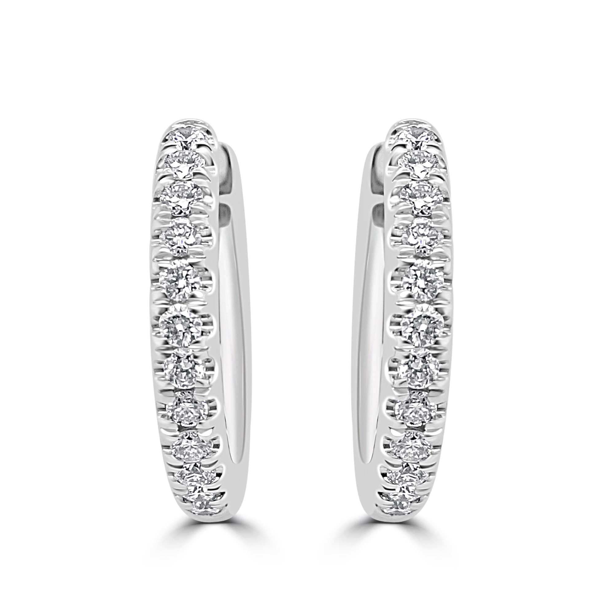 18K GOLD 10MM DIAMOND HOOP EARRINGS