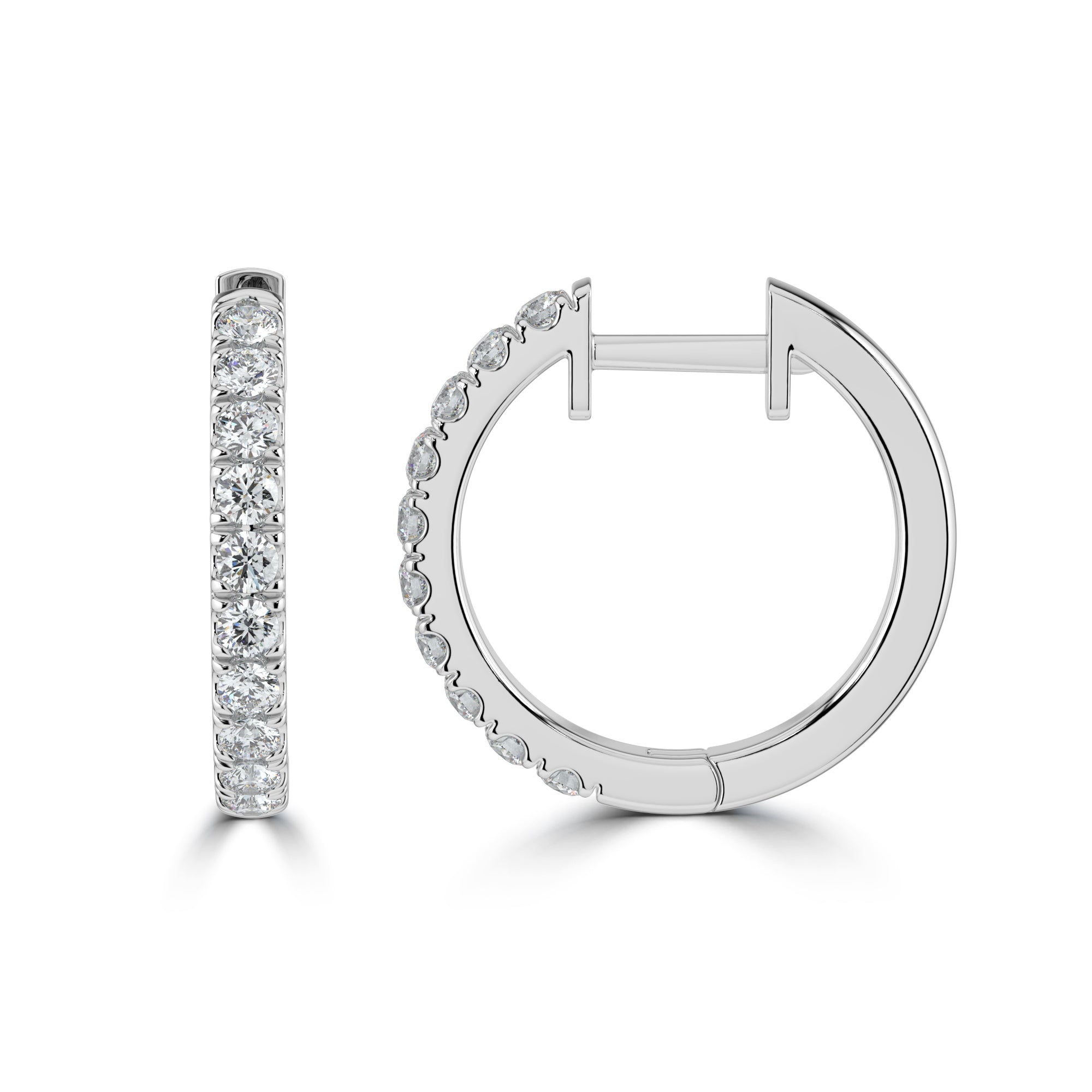 18K GOLD 16MM DIAMOND HOOP EARRINGS