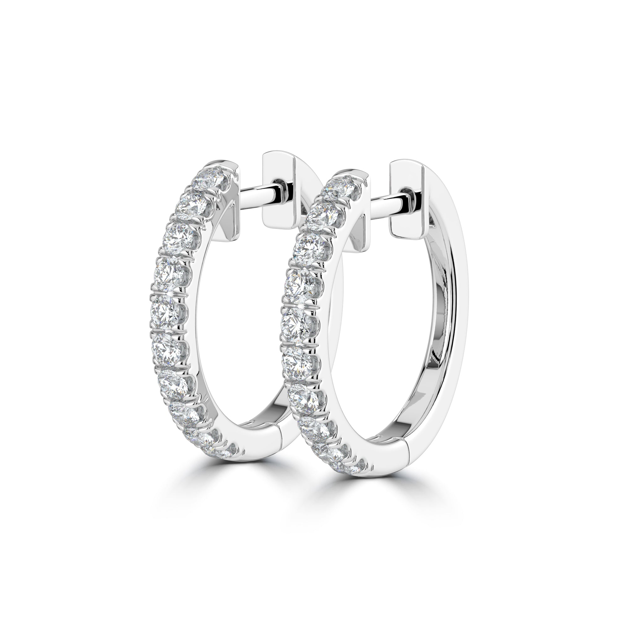 18K GOLD 16MM DIAMOND HOOP EARRINGS