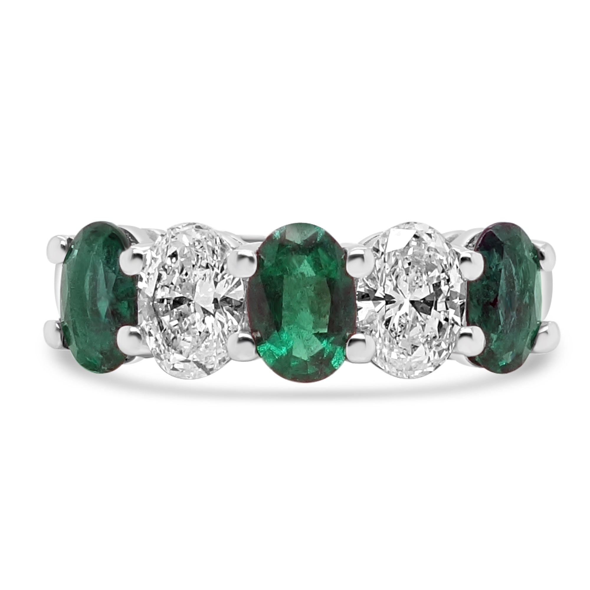 EMERALD AND DIAMOND FIVE STONE ETERNITY RING