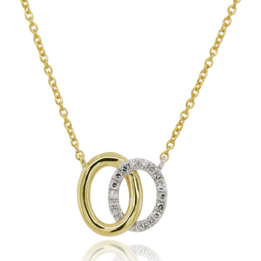 Yellow & White Gold Diamond Oval Necklace