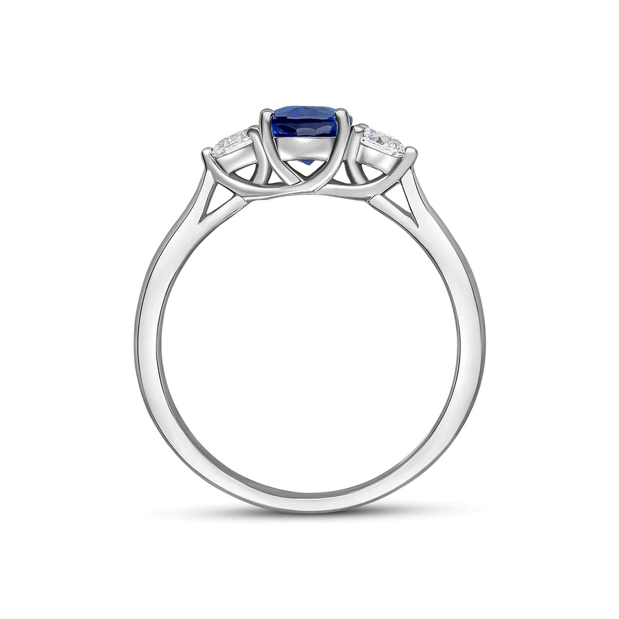 PEAR CUT SAPPHIRE TRILOGY ENGAGEMENT RING