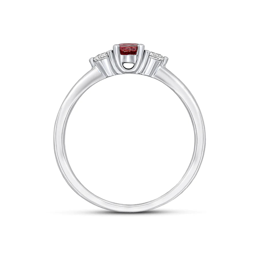 OVAL CUT RUBY & DIAMOND TRILOGY ENGAGEMENT RING