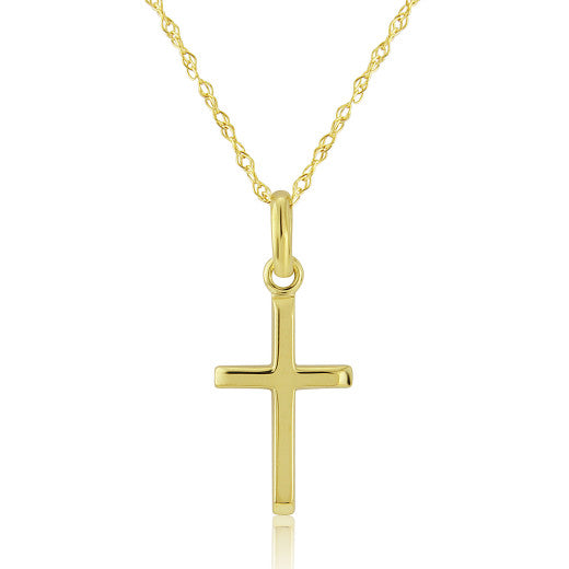 YELLOW GOLD CROSS PENDANT NECKLACE