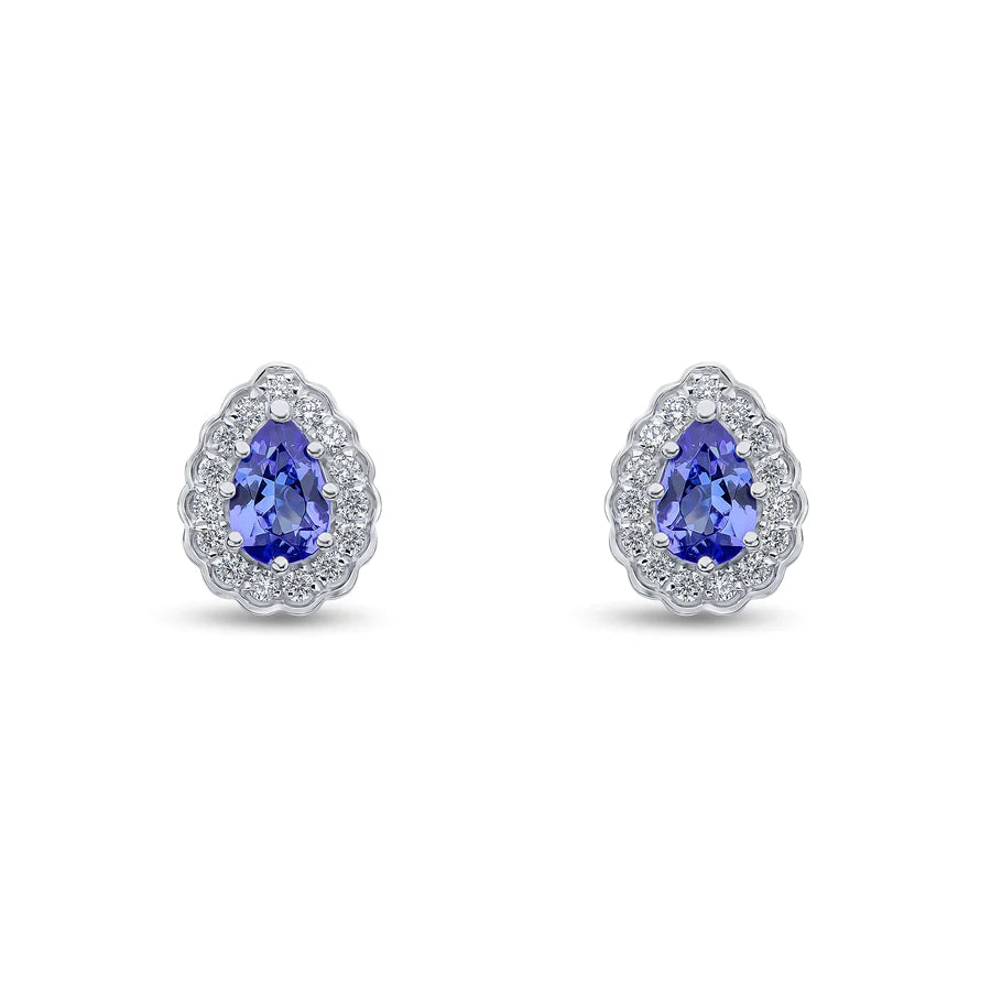 PEAR TANZANITE & DIAMOND CLUSTER EARRINGS