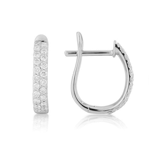 18CT YELLOW GOLD DIAMOND PAVE HOOP EARRINGS