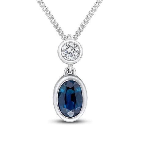 Oval Sapphire and Diamond Necklace