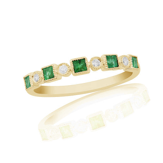 EMERALD AND DIAMOND WEDDING / ETERNITY  RING