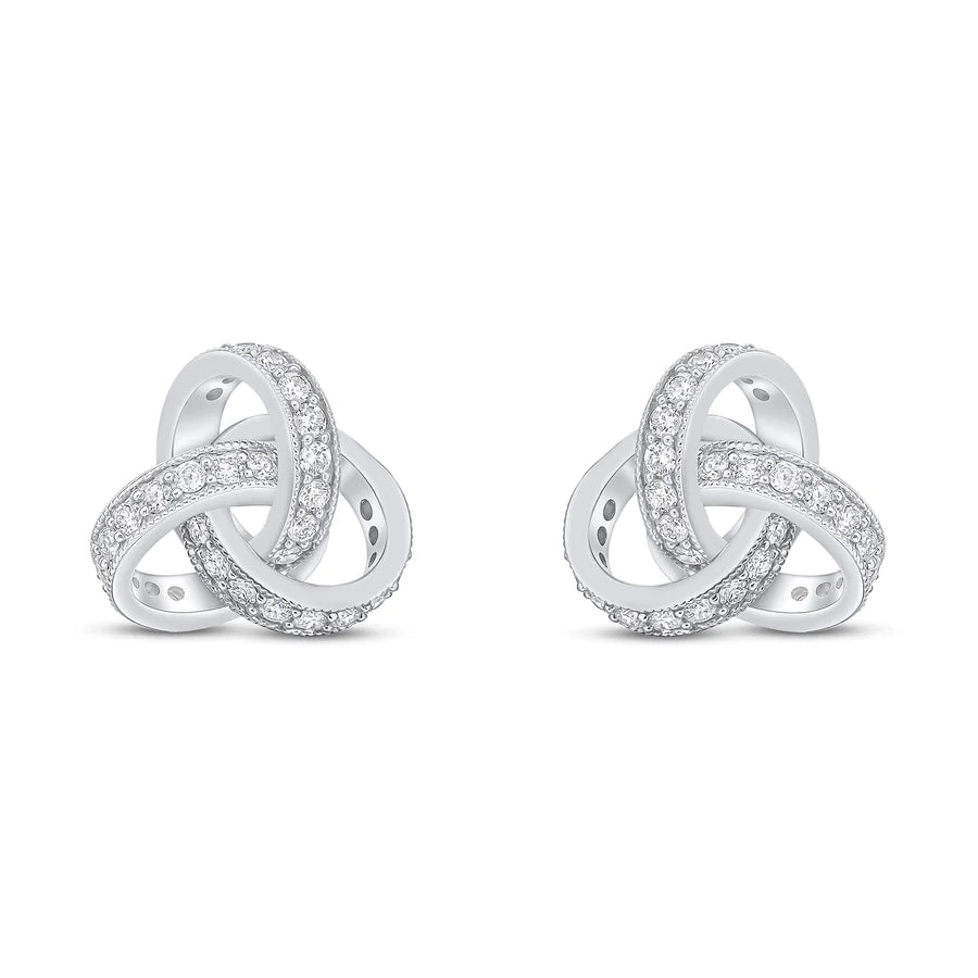 WHITE GOLD DIAMOND KNOT EARRINGS