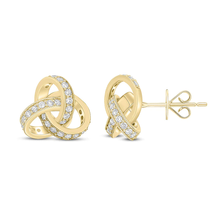 YELLOW GOLD DIAMOND KNOT EARRINGS