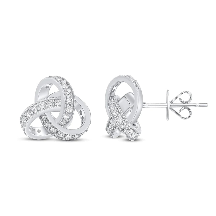 WHITE GOLD DIAMOND KNOT EARRINGS