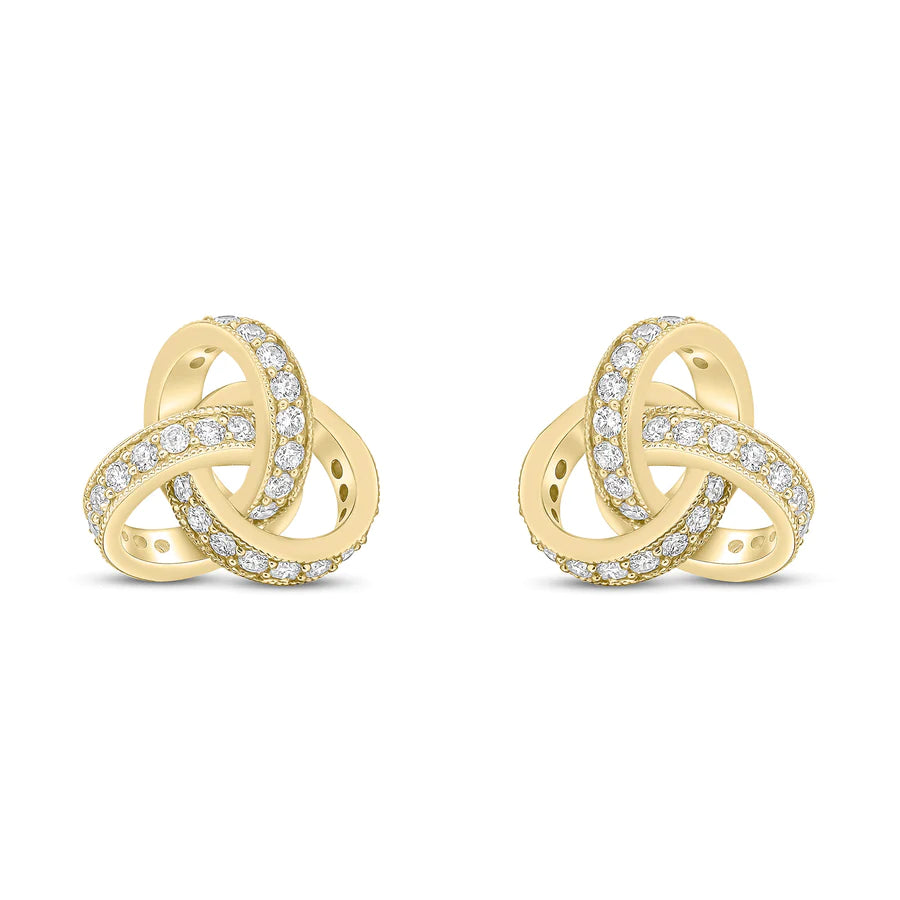 YELLOW GOLD DIAMOND KNOT EARRINGS