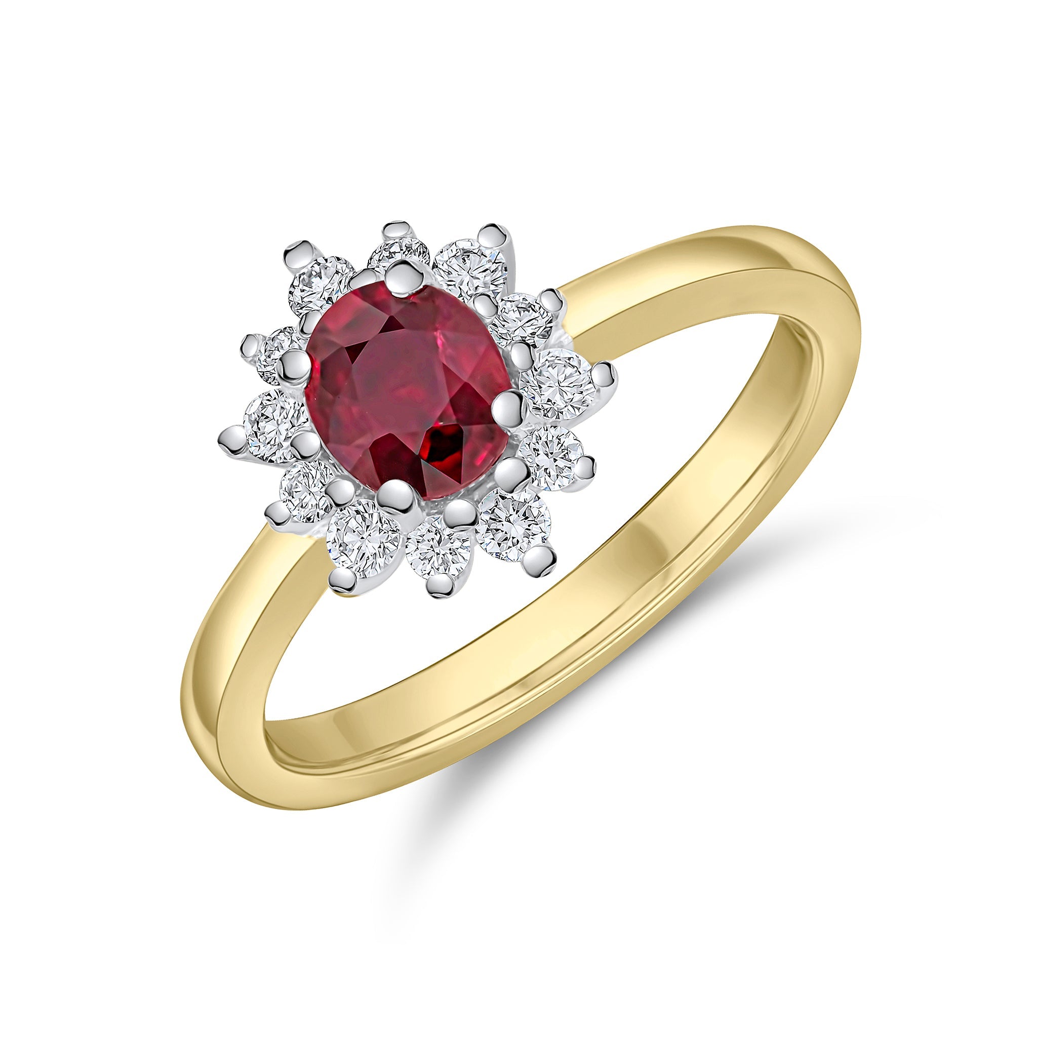 OVAL CUT RUBY CLUSTER RING