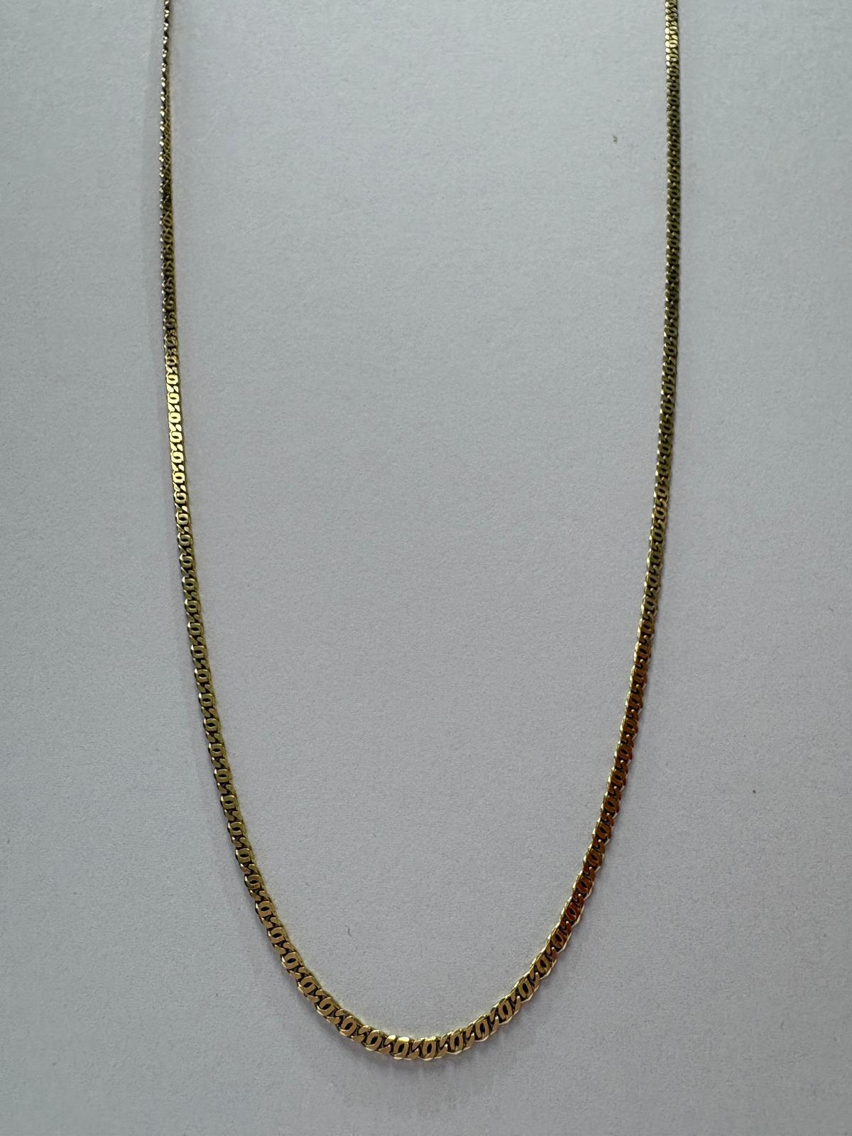  Preloved 14ct yellow gold curb chain necklace 24 inches 9.40g with lobster clasp and 585 hallmark shown on white background, available at Fogal & Barnes Harrogate