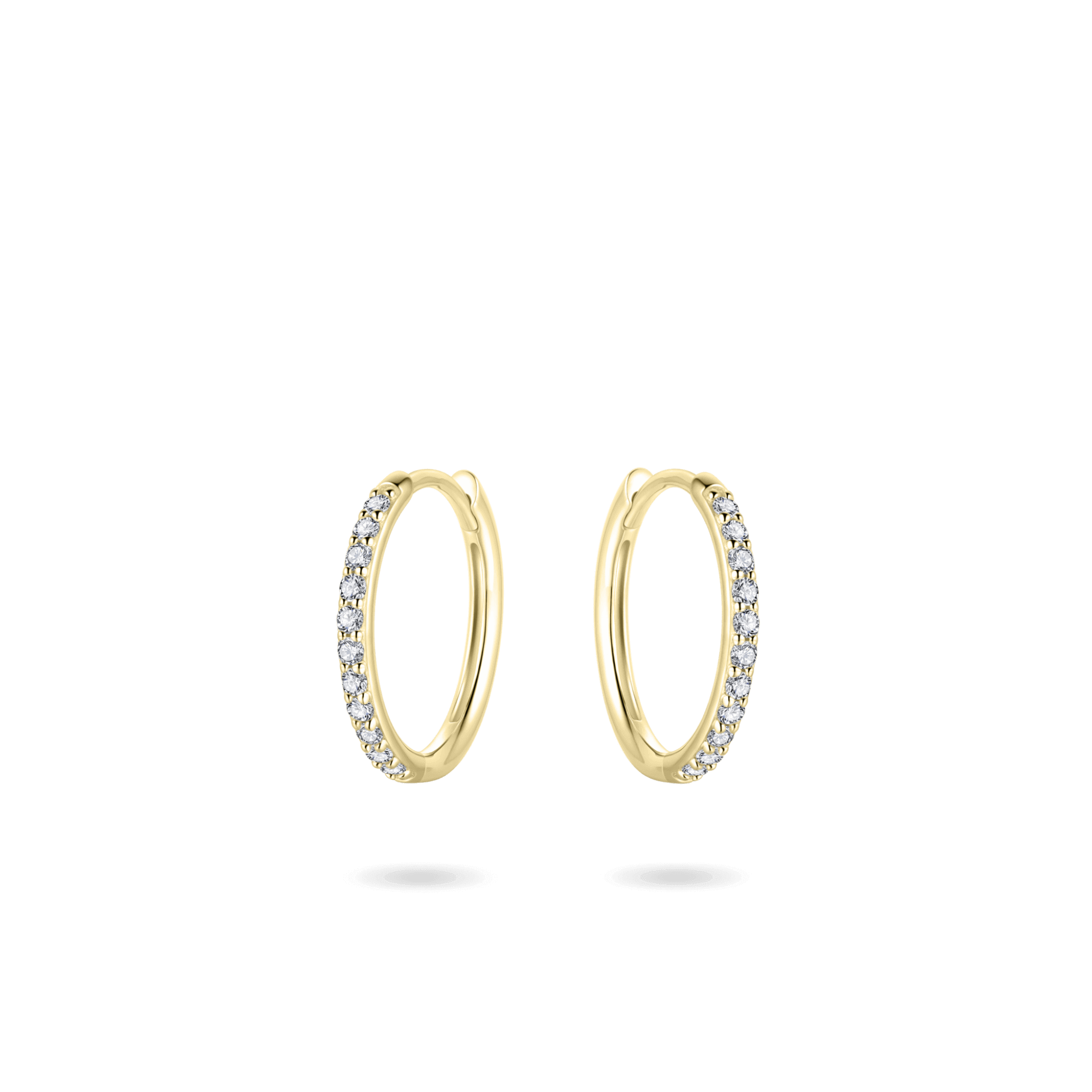 MIDI 14K YELLOW GOLD PAVE HOOP EARRINGS