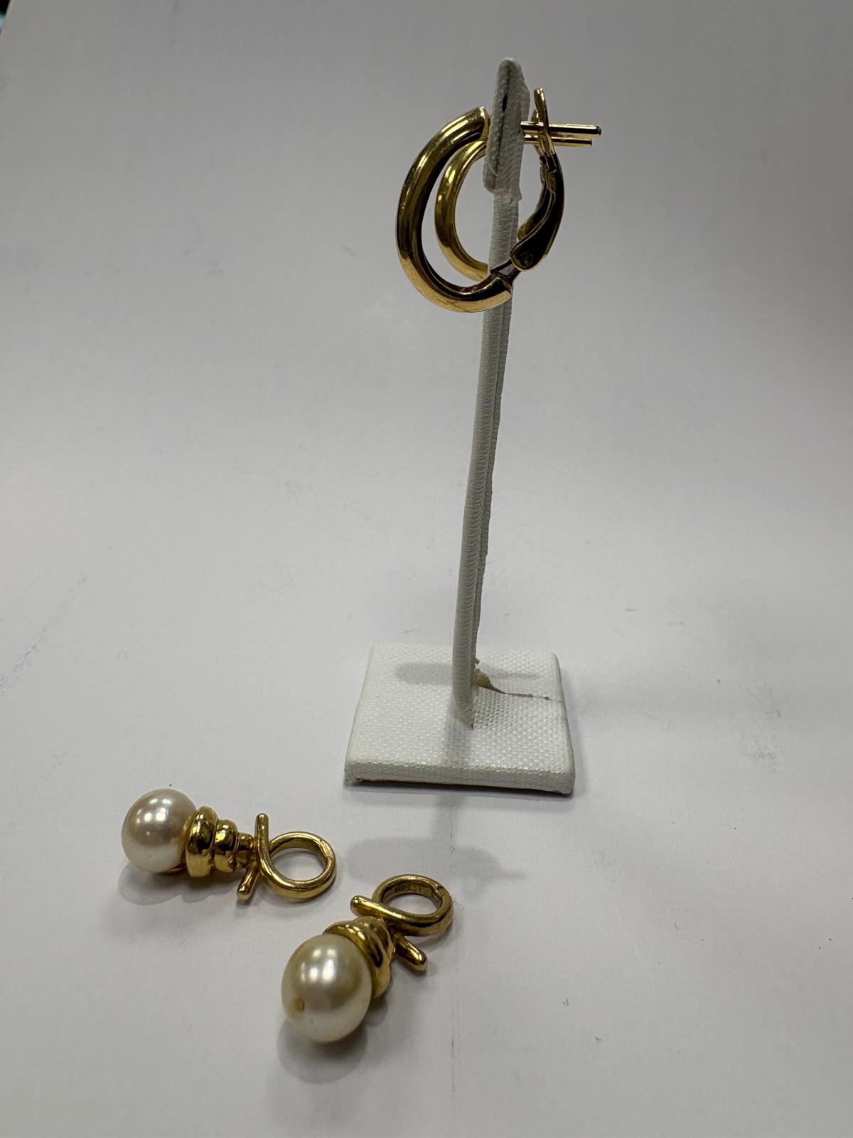 Pre-Loved 18ct Yellow Gold Pearl Charm Hoop Earrings – 11.47g - Fogal & Barnes 