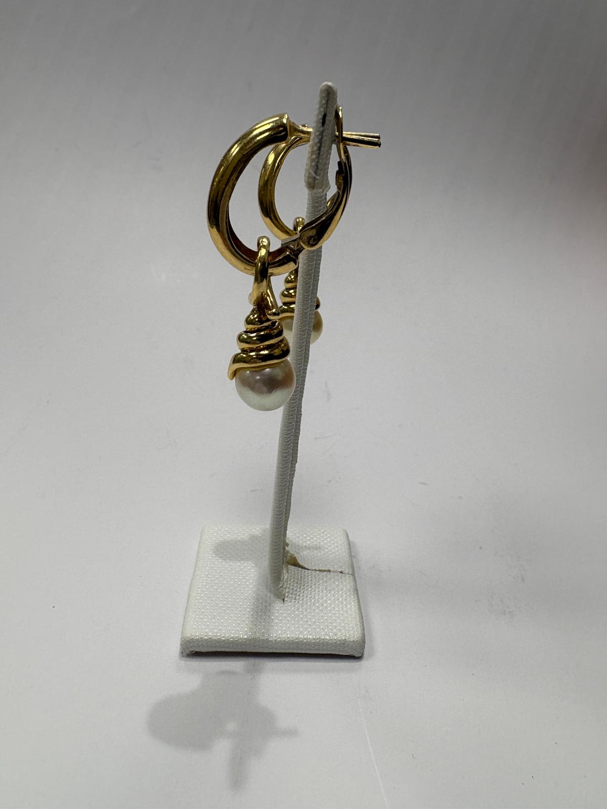 Pre-Loved 18ct Yellow Gold Pearl Charm Hoop Earrings – 11.47g - Fogal & Barnes 