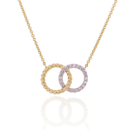 9K TWO TONE GOLD DIAMOND INTERLINK NECKLACE- HARROGATE