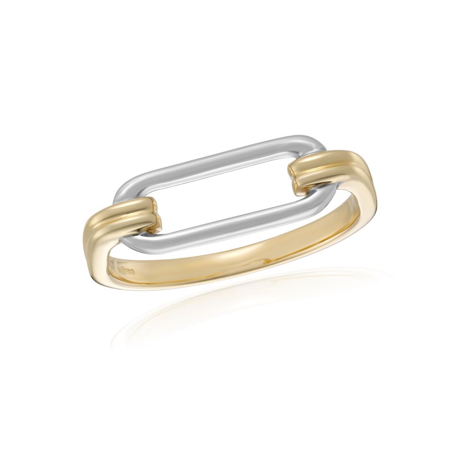 9ct Yellow Gold with White Gold Oval Link Ring