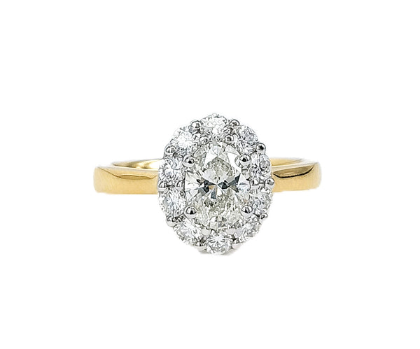OVAL CUT CLUSTER DIAMOND ENGAGEMENT RING