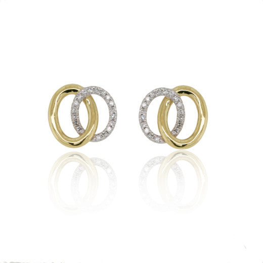 YELLOW AND WHITE  GOLD OVAL LINK EARRINGS