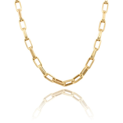 YELLOW GOLD DOUBLE PAPERCLIP NECKLACE
