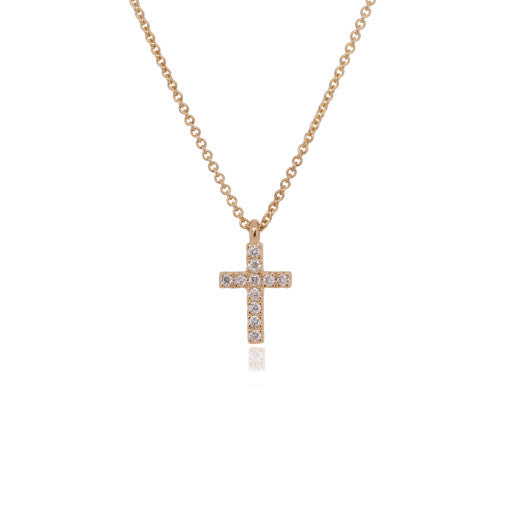 ELEGANT 9CT GOLD DIAMOND CROSS NECKLACE