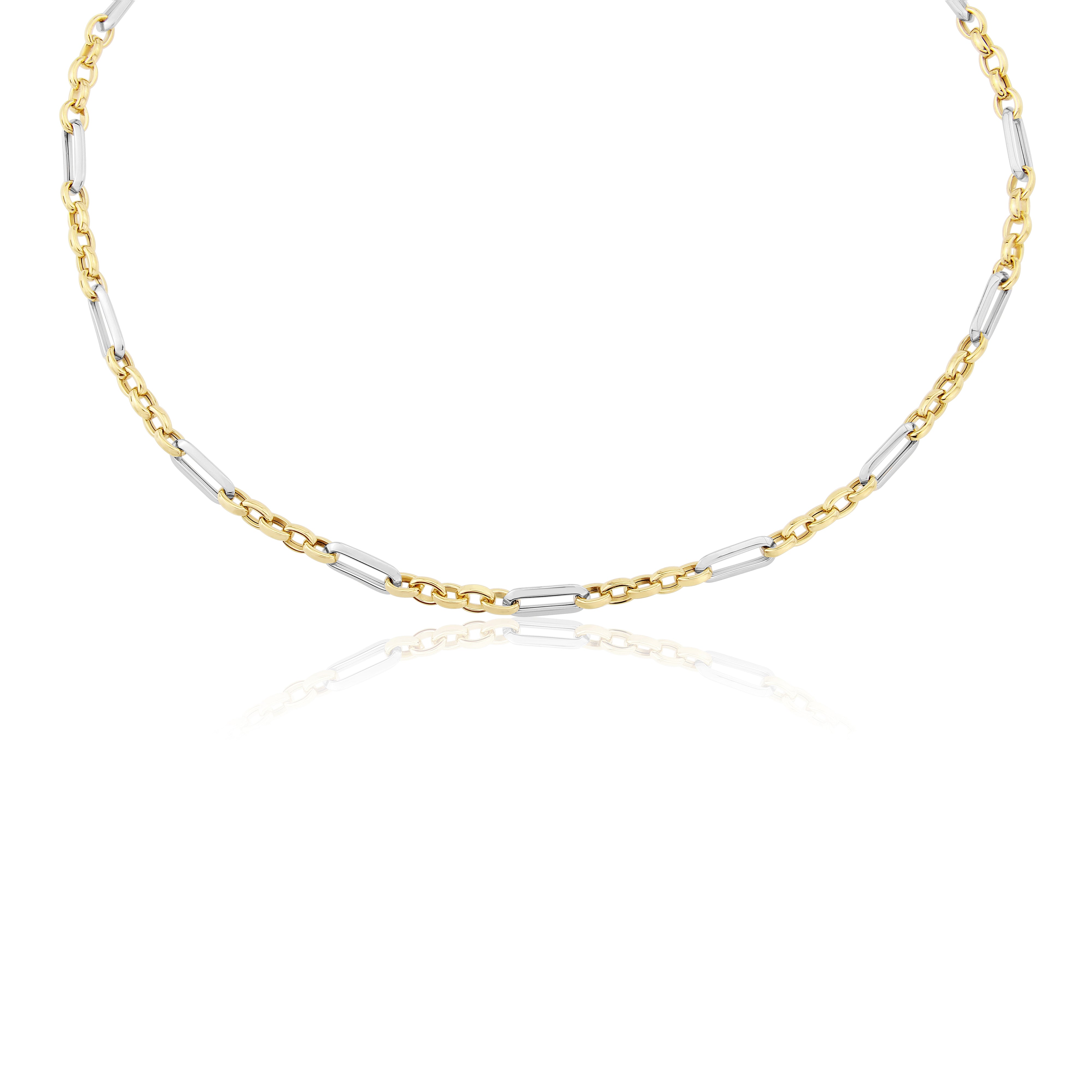YELLOW AND WHITE GOLD LINK NECKLACE